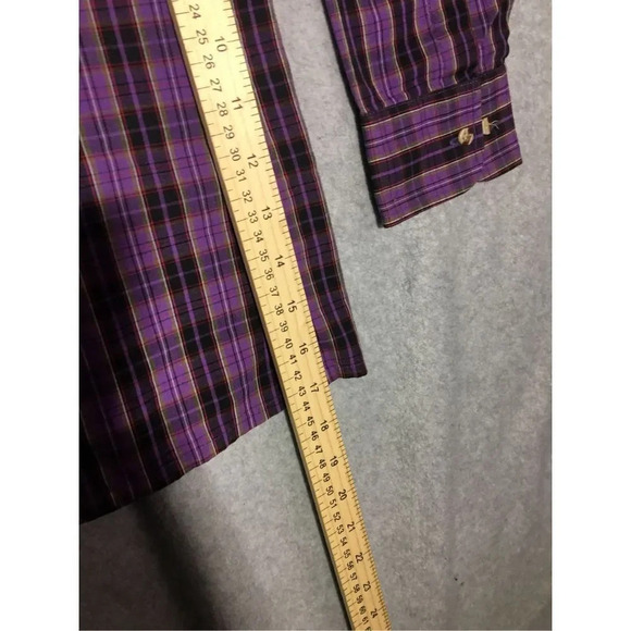 Mens Royal Knight Button Up Size Large Purple Plaid Casual Formal Country - Picture 4 of 4